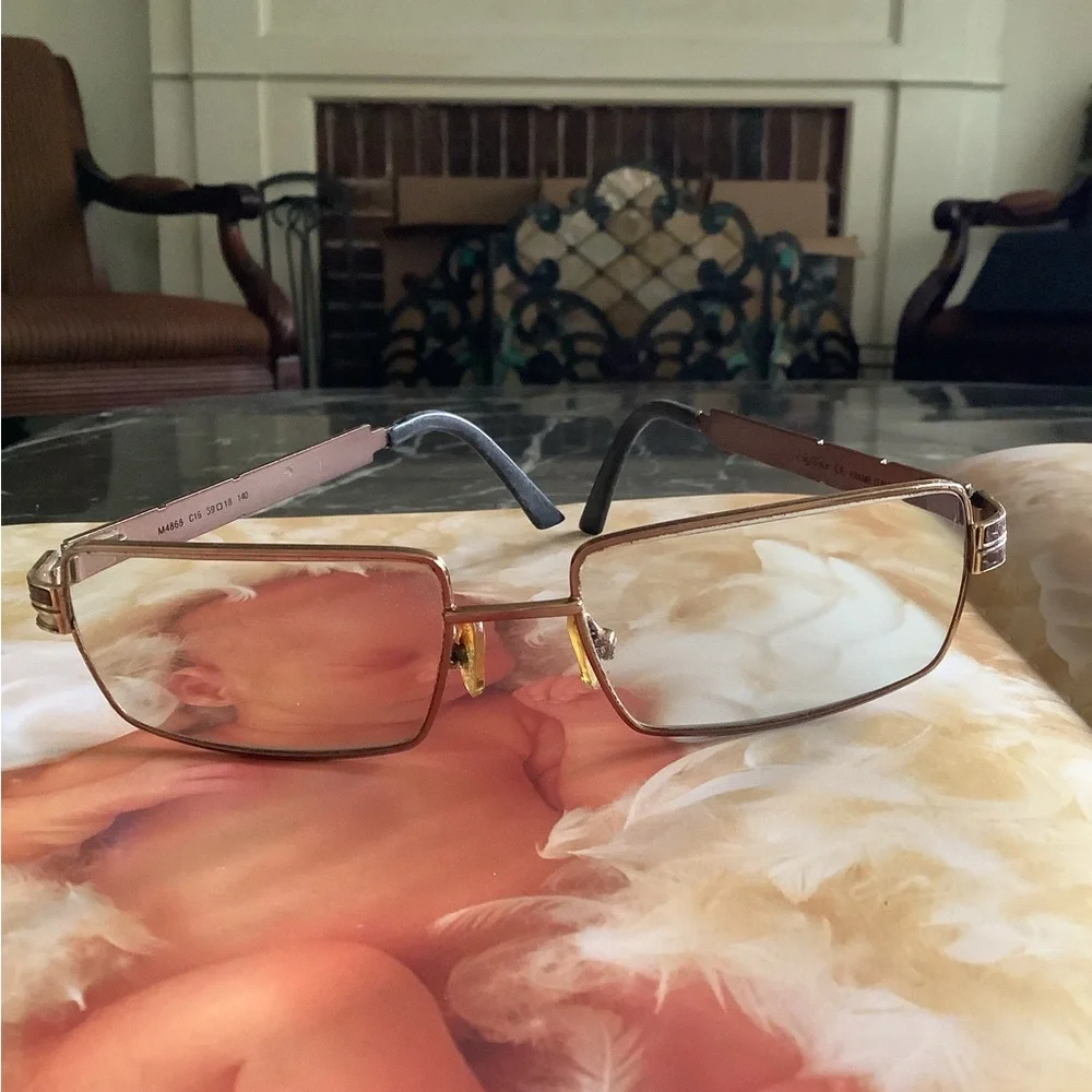 Caviar 4868 rectangle gold frame stud design Italian made eyeglass frame unisex